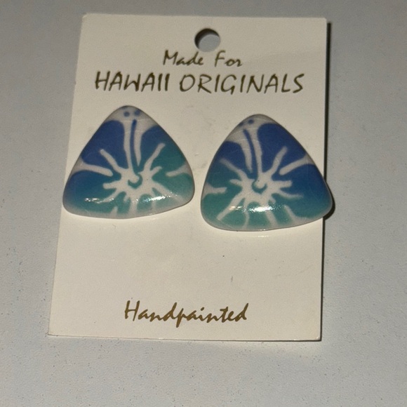 Hawaii Originals Blue Handcrafted Earrings - Picture 1 of 2